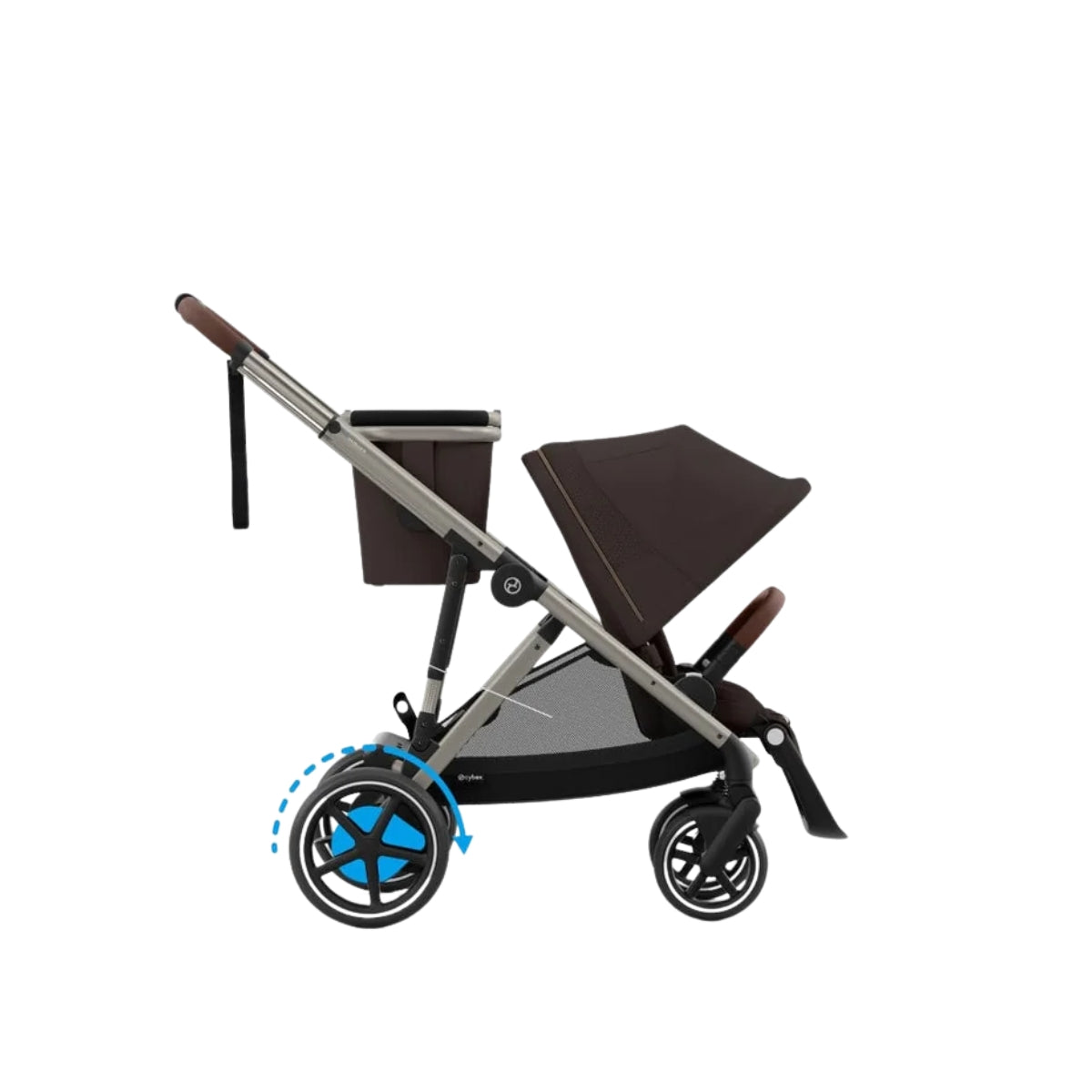 Cybex E - Gazelle S Stroller - Taupe Frame/ Chocolate Brown - e Powered Assistance